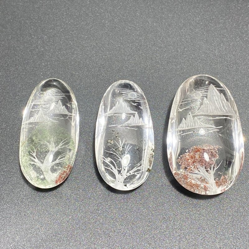 3 Pieces Beautiful Scenery Garden Quartz Inner Scene Carving - Image 4