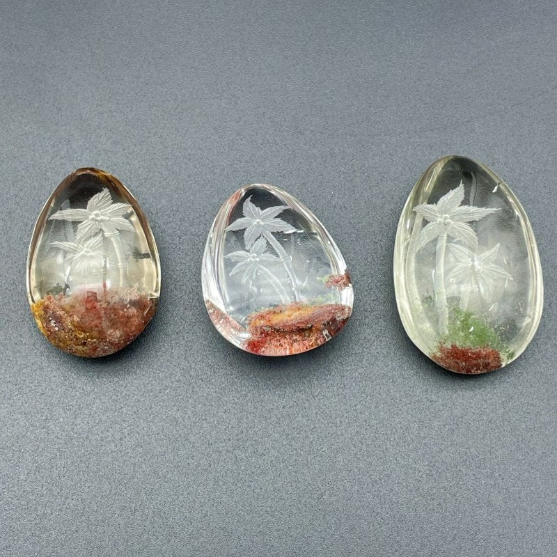 3 Pieces Beautiful Scenery Garden Quartz Inner Scene Carving - Image 7