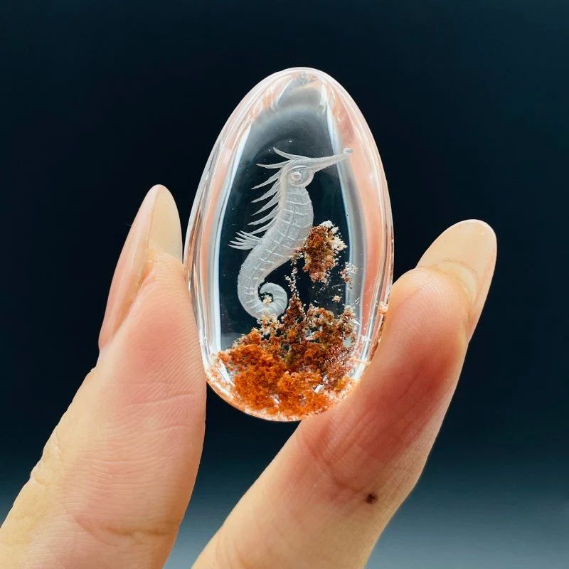 12 Pieces Beautiful Seahorse Garden Quartz Inner Scene Carving - Image 2