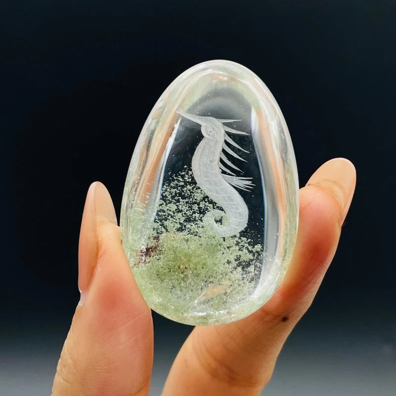 12 Pieces Beautiful Seahorse Garden Quartz Inner Scene Carving - Image 3
