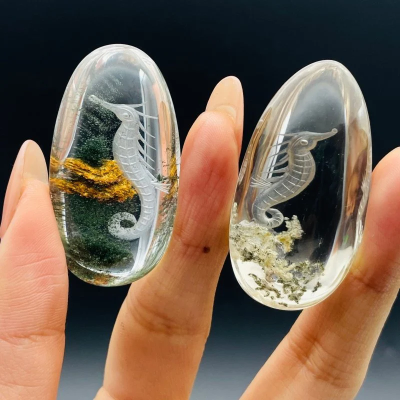 12 Pieces Beautiful Seahorse Garden Quartz Inner Scene Carving - Image 4