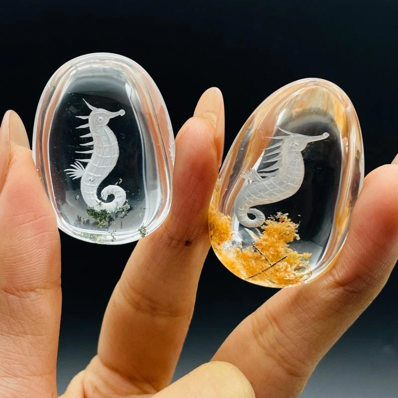 12 Pieces Beautiful Seahorse Garden Quartz Inner Scene Carving - Image 6