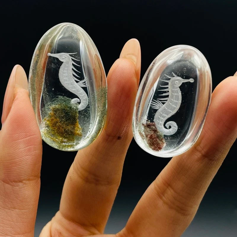 12 Pieces Beautiful Seahorse Garden Quartz Inner Scene Carving - Image 7