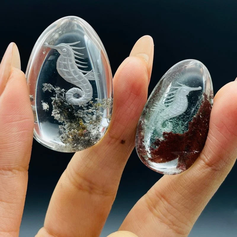 12 Pieces Beautiful Seahorse Garden Quartz Inner Scene Carving - Image 8