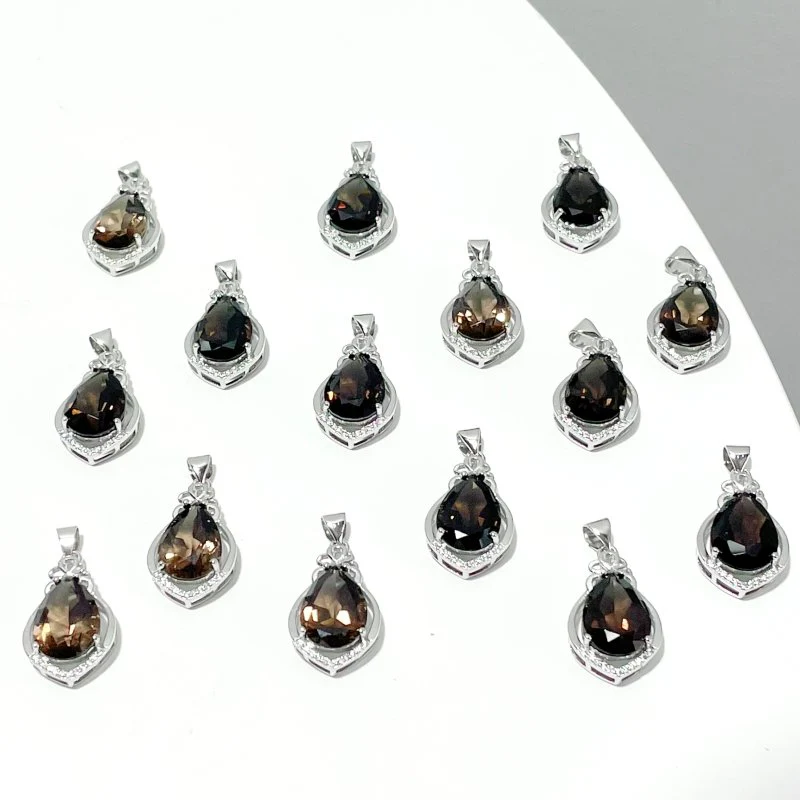 Smoky Quartz Teardrop Cut Faceted Pendant Wholesale #2 - Image 3