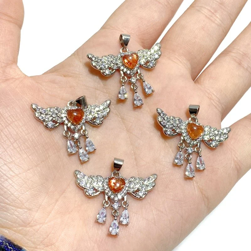 Beautiful Sunstone Heart Wing Pendants Wholesale - Image 3