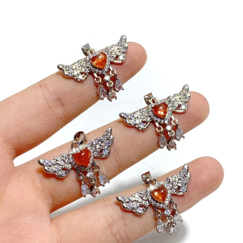 Beautiful Sunstone Heart Wing Pendants Wholesale - Image 4