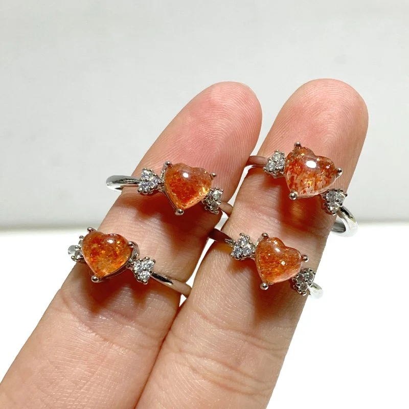 97 Pieces Beautiful Sunstone Heart Shape Ring #1