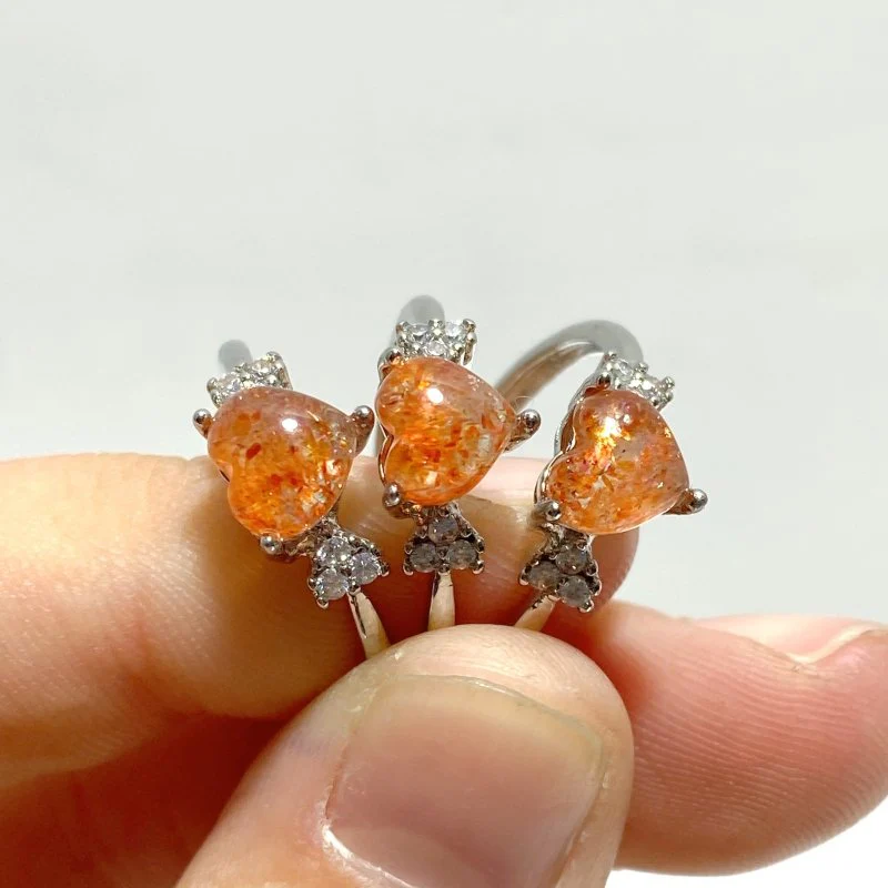 97 Pieces Beautiful Sunstone Heart Shape Ring #1 - Image 5