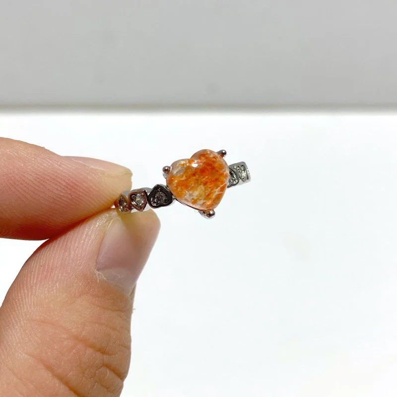11 Pieces Beautiful Sunstone Heart Shape Ring #3 - Image 2