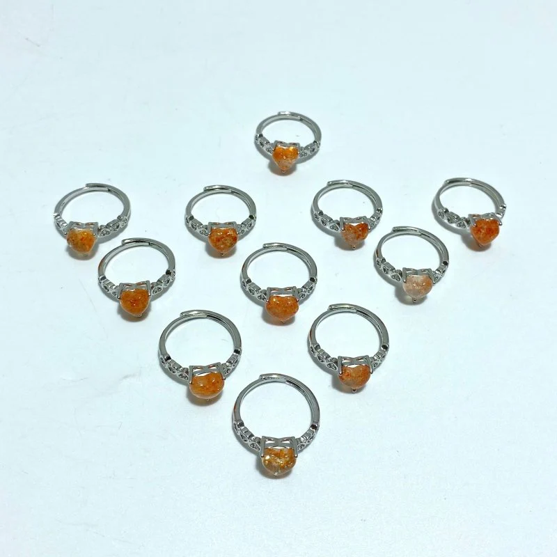 11 Pieces Beautiful Sunstone Heart Shape Ring #3 - Image 6