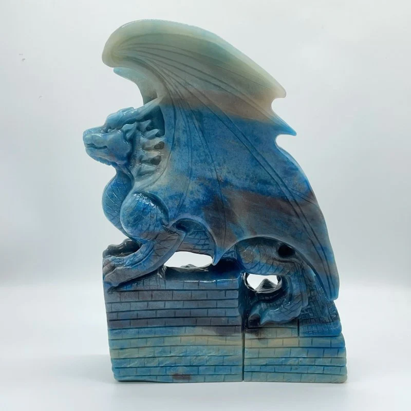 Large Trolleite Flying Dragon With Castle Carving