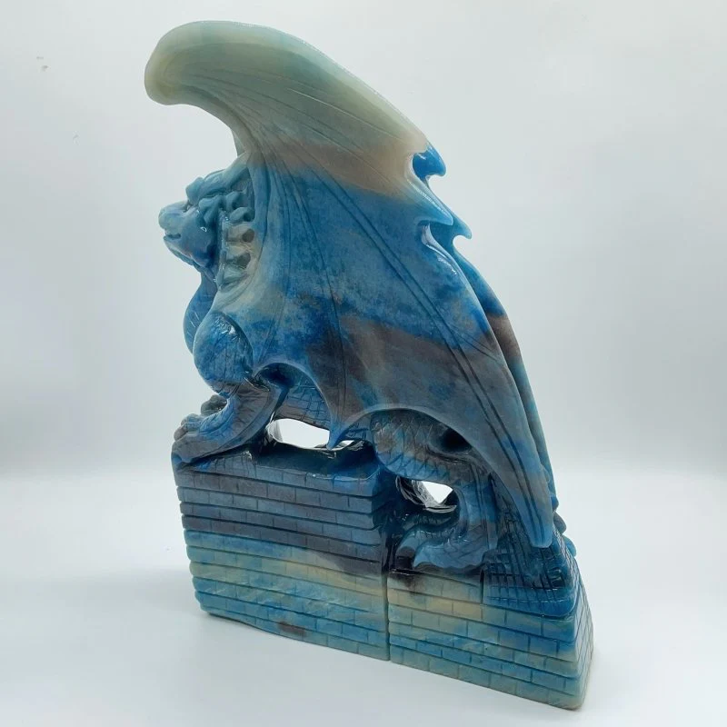 Large Trolleite Flying Dragon With Castle Carving - Image 5