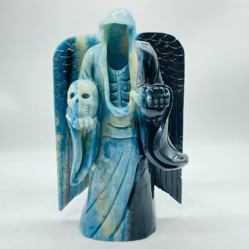 Large Trolleite Stone Death Wizard Skull Carving - Image 5