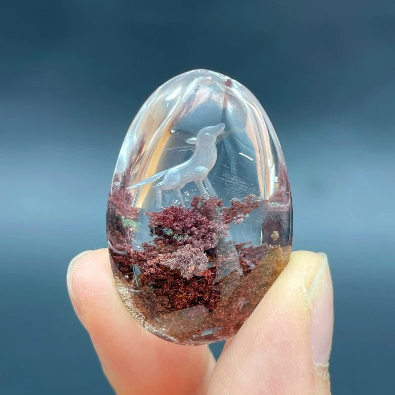 4 Pieces Beautiful Wolf Garden Quartz Inner Scene Carving