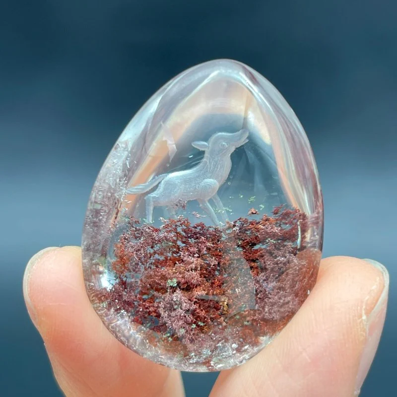 4 Pieces Beautiful Wolf Garden Quartz Inner Scene Carving - Image 2