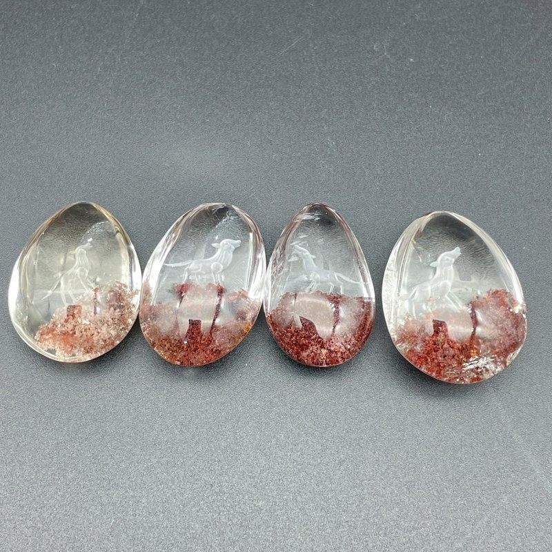 4 Pieces Beautiful Wolf Garden Quartz Inner Scene Carving - Image 5