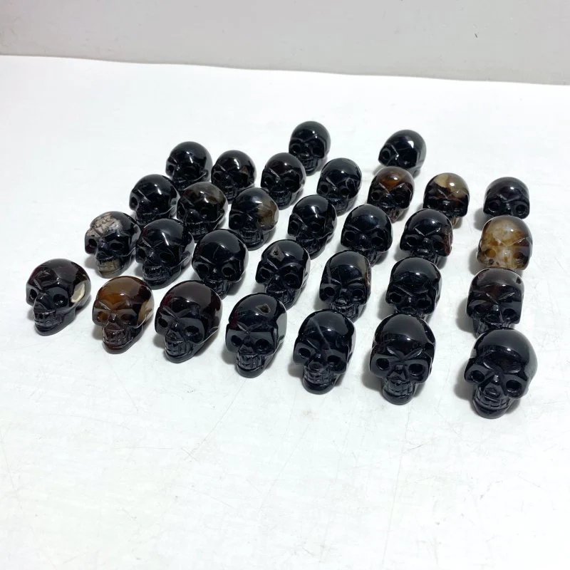 30 Pieces Black Agate Skull Carving - Image 5