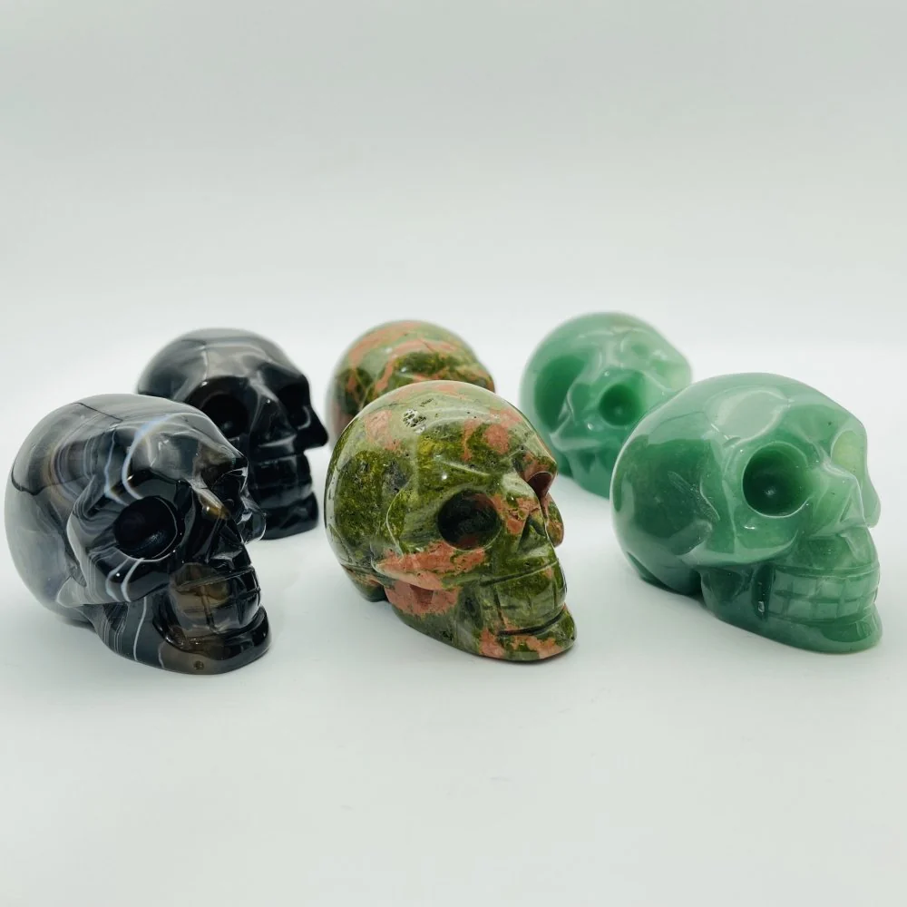 Black Agate Unakite Green Aventurine Skull Wholesale - Image 3