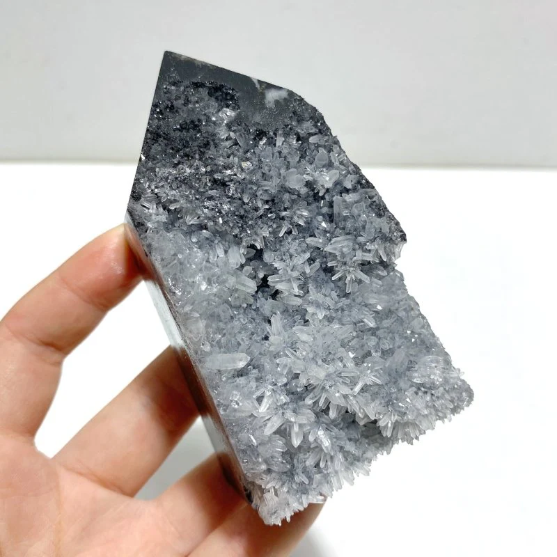 11 Pieces Black Clear Quartz Cluster Raw Side Point Tower - Image 2