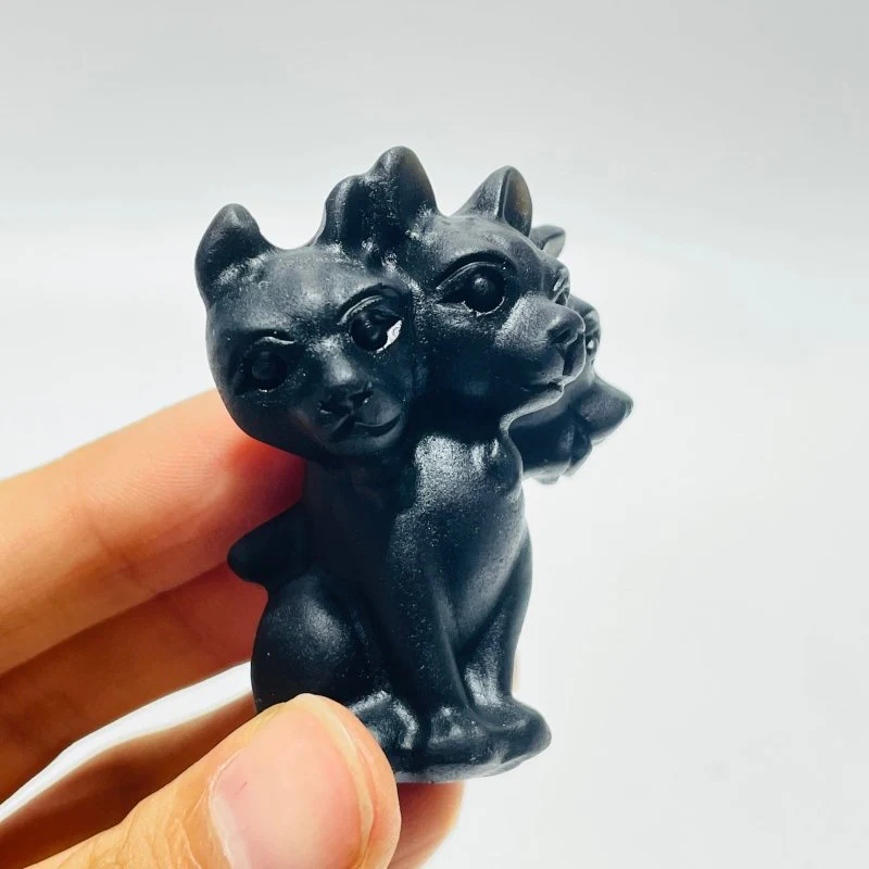Black Obsidian Cerberus Carving Wholesale - Image 2