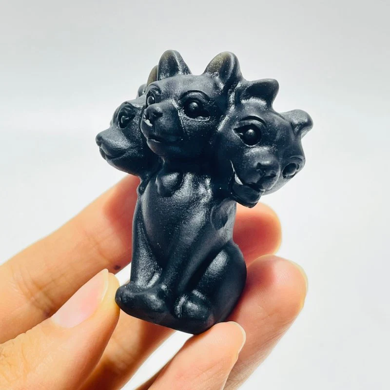 Black Obsidian Cerberus Carving Wholesale - Image 4