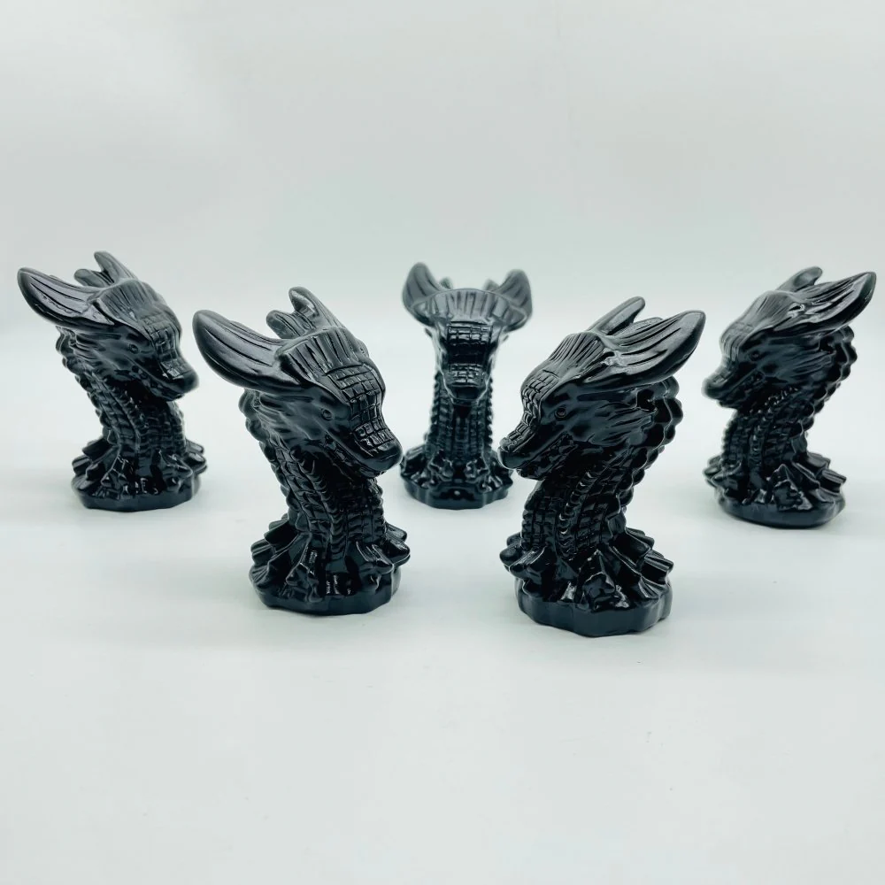 Black Obsidian Dragon Head Carving Wholesale - Image 3