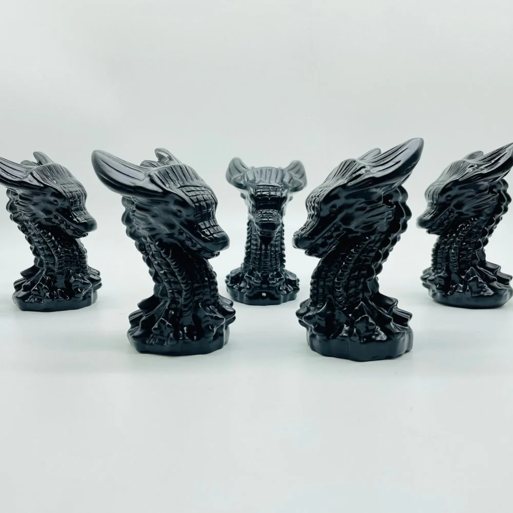 Black Obsidian Dragon Head Carving Wholesale - Image 4