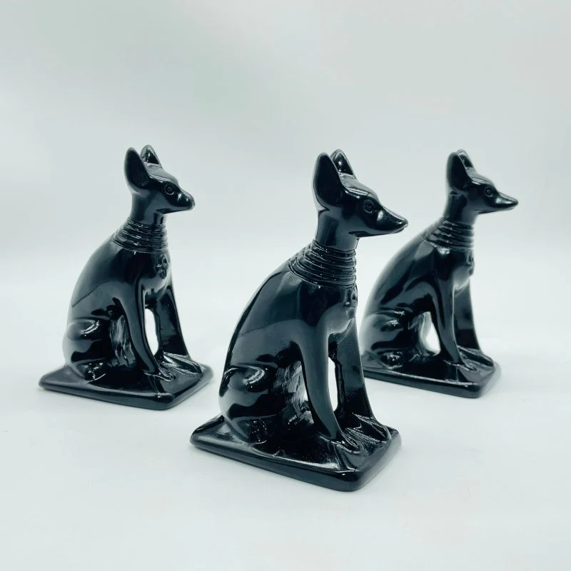 Black Obsidian Egyptian Anubis Dog Carving Wholesale - Image 5