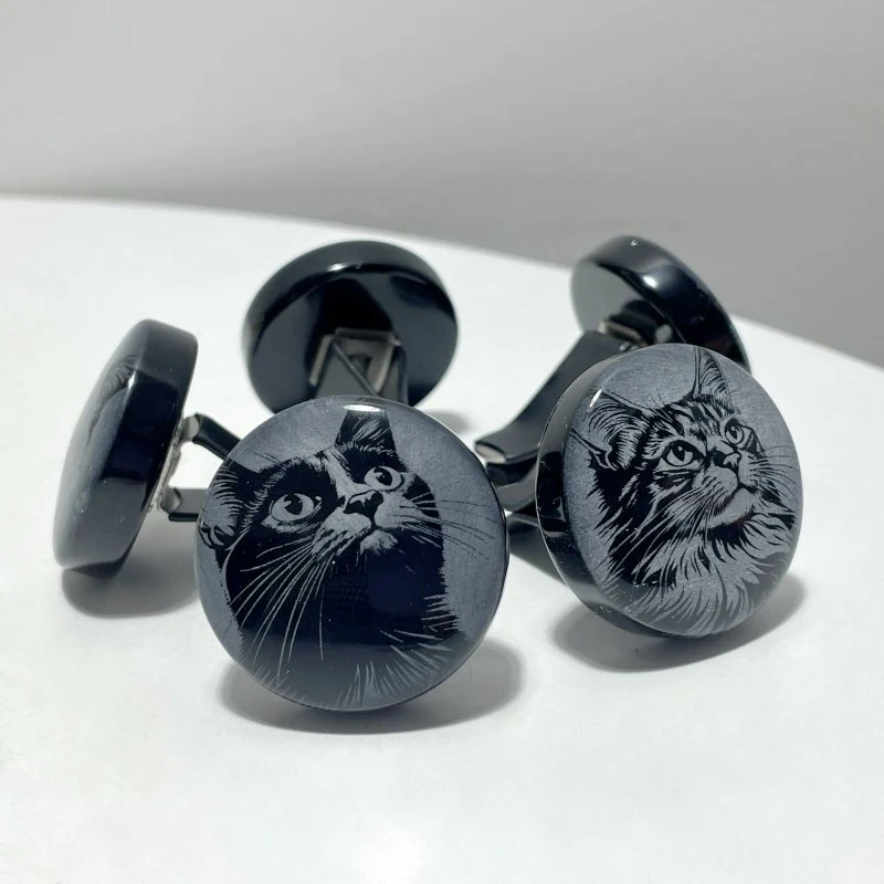 Black Obsidian Engraved Cat Car Air Vent Clips Wholesale Car Accessories - Image 2