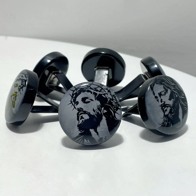 Black Obsidian Engraved Jesus Christ Car Air Vent Clips Wholesale Car Accessories - Image 2