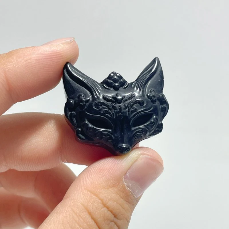 Black Obsidian Fox Face Carving Wholesale