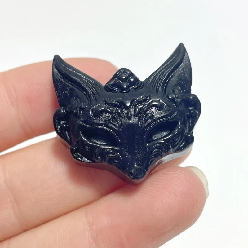 Black Obsidian Fox Face Carving Wholesale - Image 3