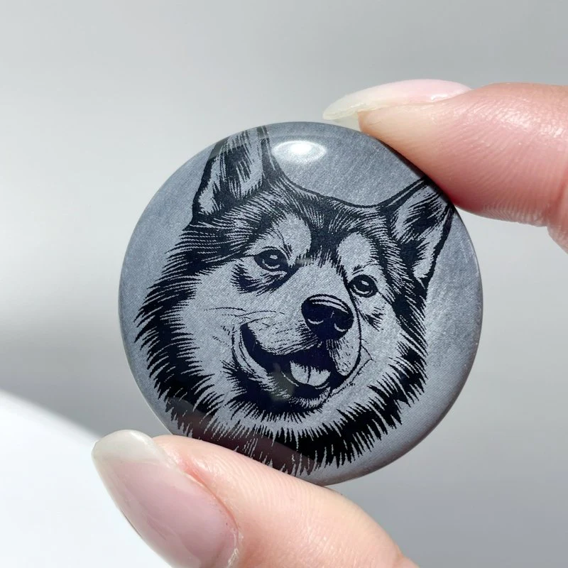 Black Obsidian Engraved Dog Round Slices DIY Accessories Wholesale - Image 14