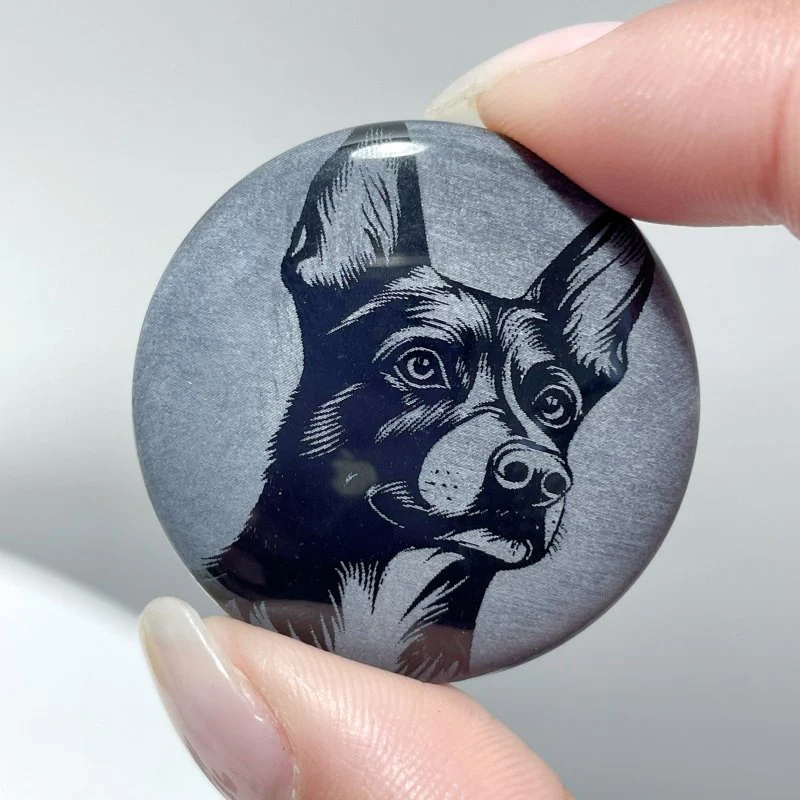 Black Obsidian Engraved Dog Round Slices DIY Accessories Wholesale - Image 7