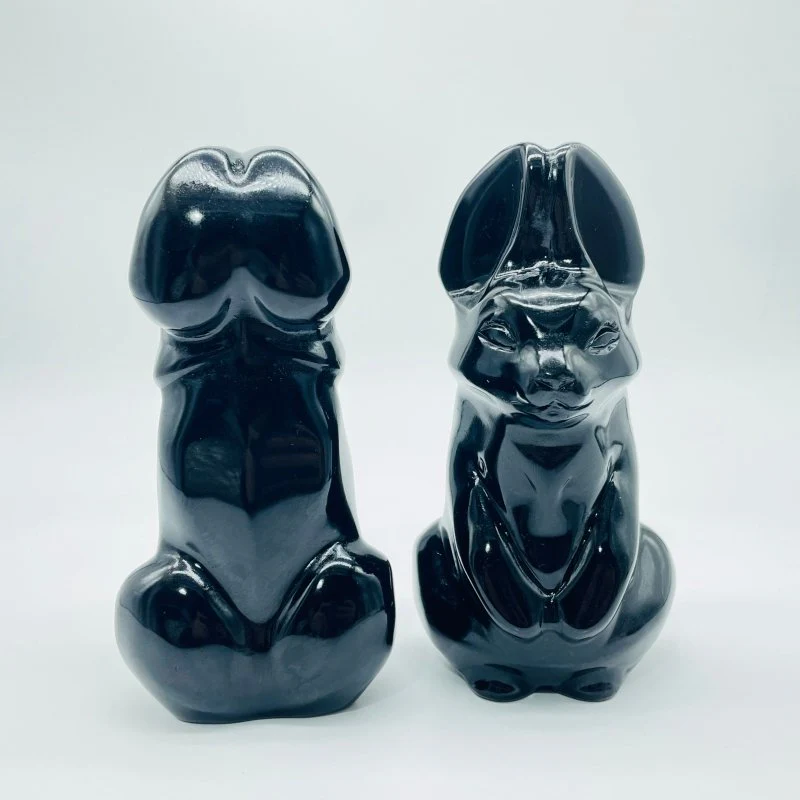 Black Obsidian Rabbit Carving Wholesale - Image 2