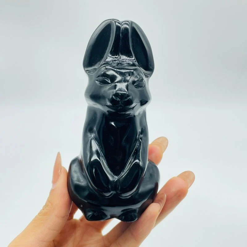 Black Obsidian Rabbit Carving Wholesale - Image 4