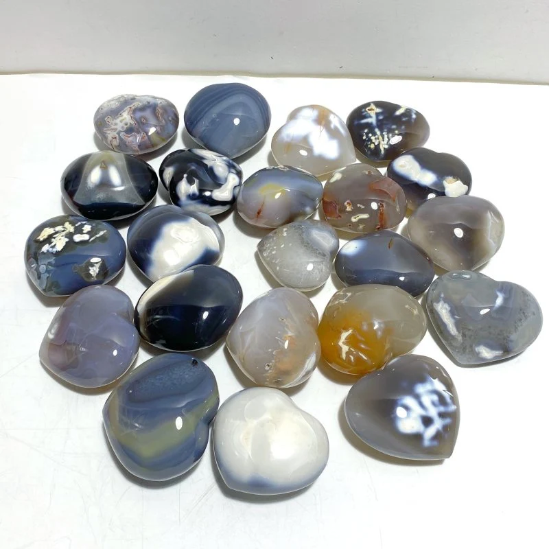22 Pieces Black Orca Agate Heart #1