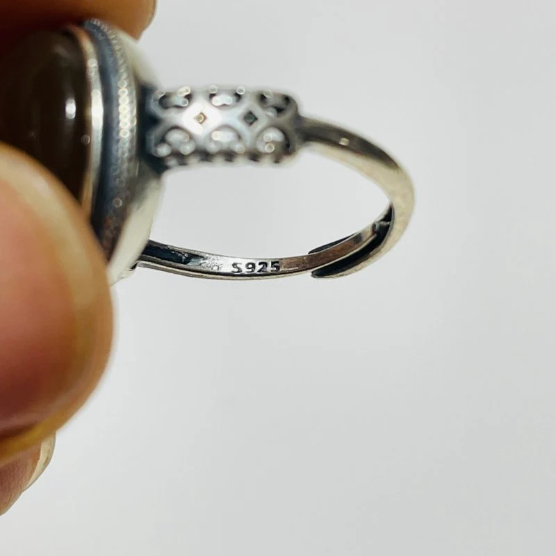 11 Pieces Black Rainbow Sun Stone Different Styles Sterling Silver Ring - Image 9