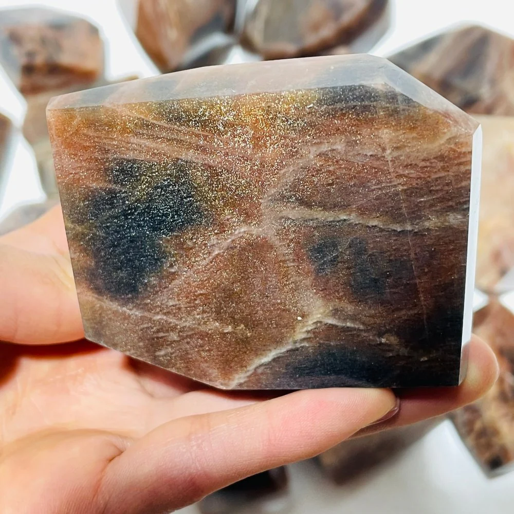 18 Pieces High Quality Large Black Rainbow Sun Stone With Hematite Free Form - Image 5
