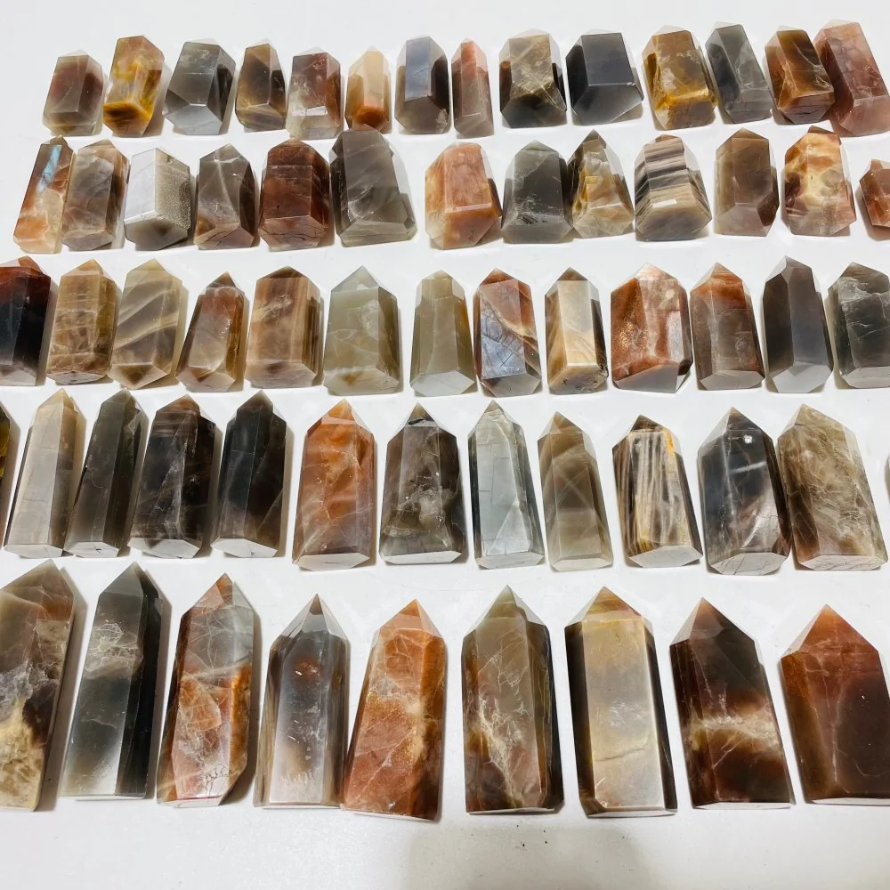 64 Pieces Black Rainbow Sun Stone With Hematite Points - Image 12