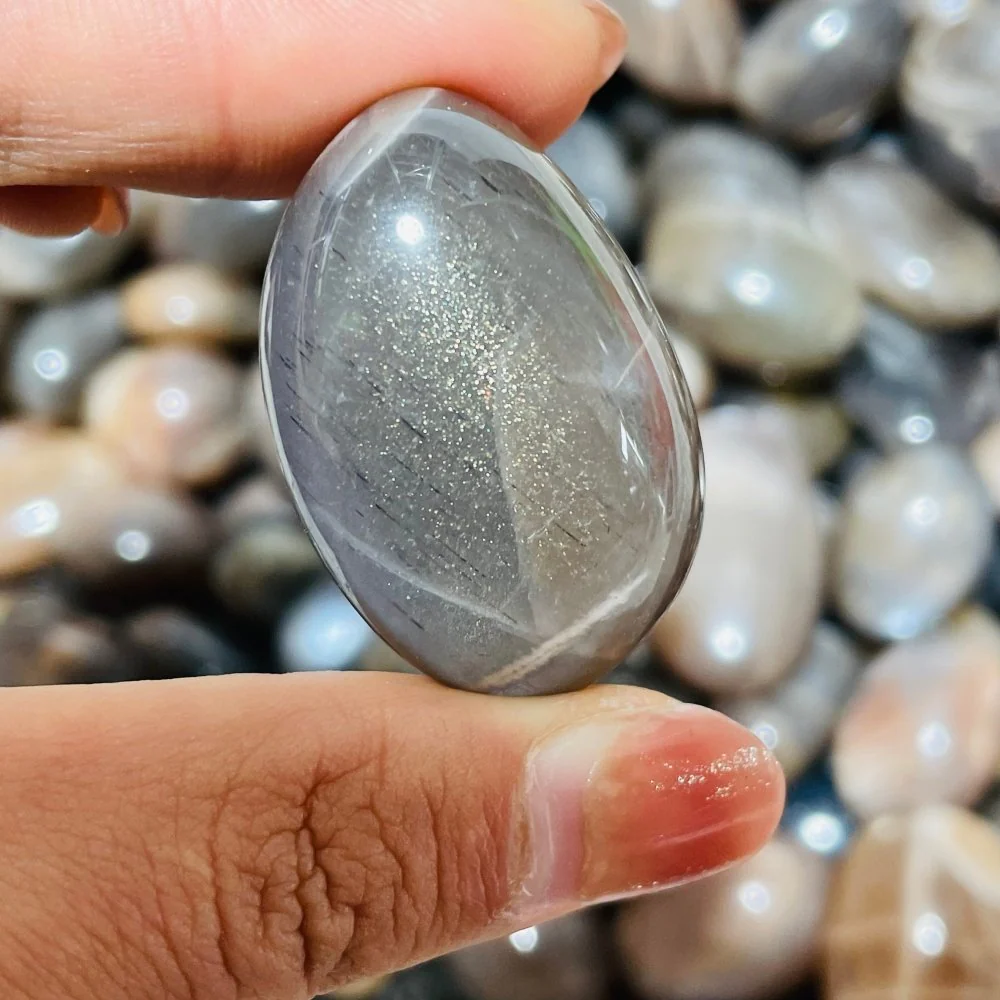 Black Rainbow Sun Stone With Hematite Tumbled Wholesale - Image 3