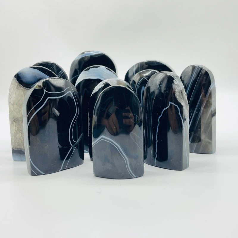 Black Stripe Agate Tombstone Shape Carving Wholesale - Image 2