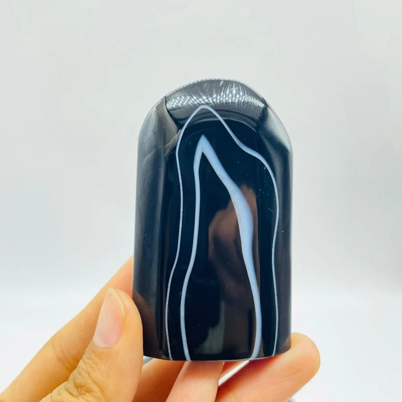 Black Stripe Agate Tombstone Shape Carving Wholesale - Image 3