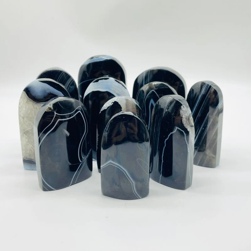 Black Stripe Agate Tombstone Shape Carving Wholesale - Image 4