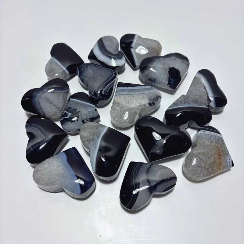 Black Stripe Agate Mixed Quartz Heart Wholesale