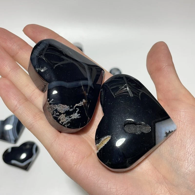 Black Stripe Agate Stone Heart Wholesale - Image 4