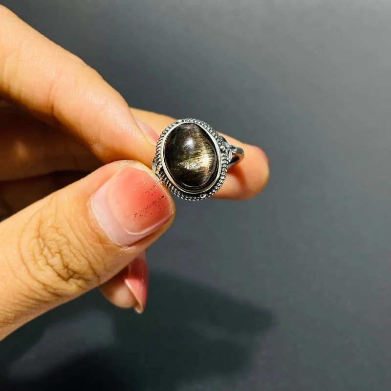 10 Pieces Black Sun Stone Different Styles Sterling Silver Ring - Image 2
