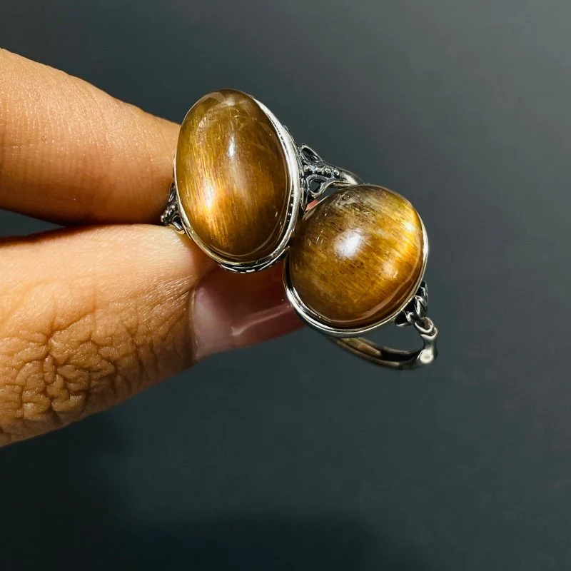 10 Pieces Black Sun Stone Different Styles Sterling Silver Ring - Image 4