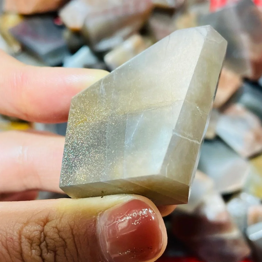 Black Rainbow Sun Stone with Hematite Free Form Wholesale - Image 3